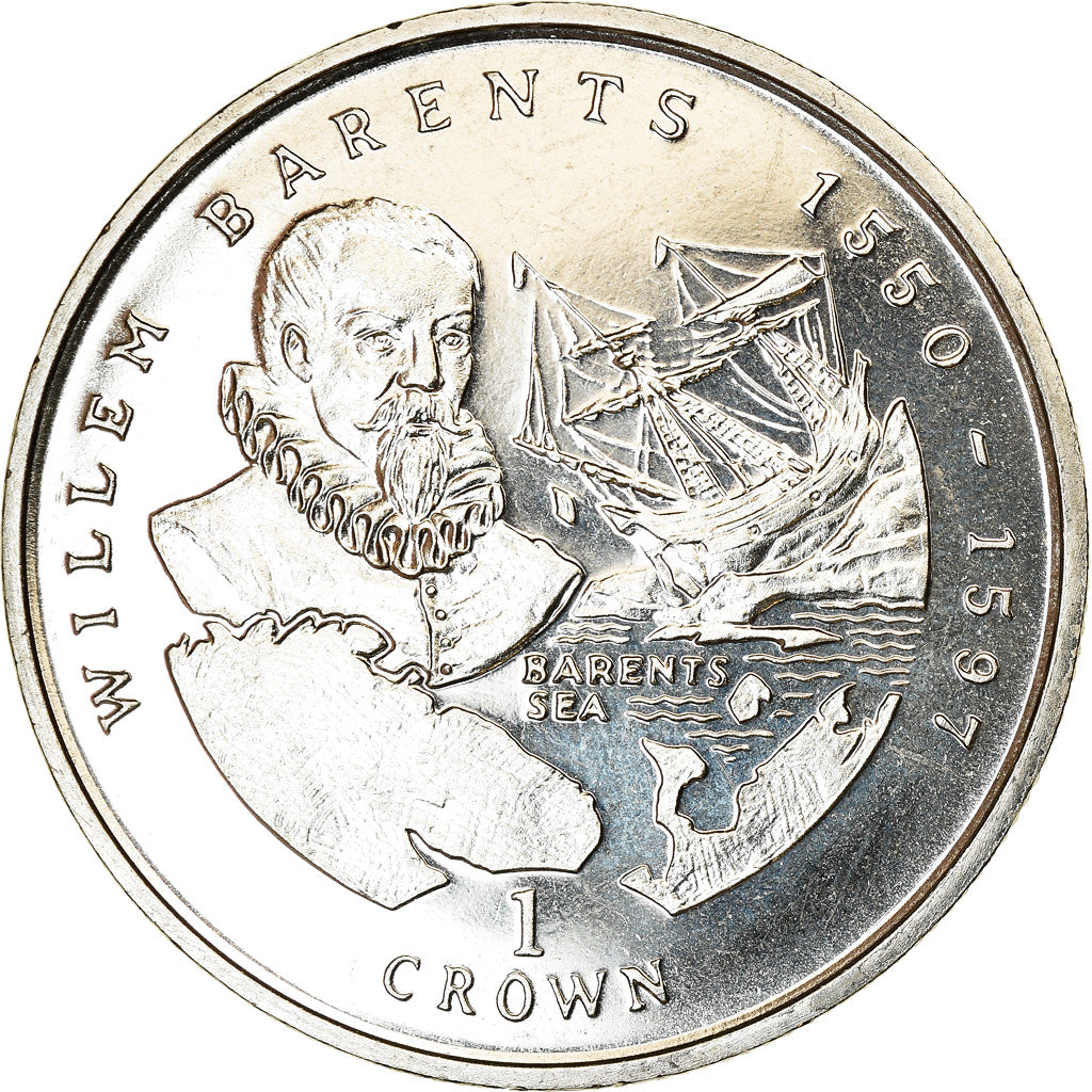 Coin, Isle of Man, Crown, 2000, Pobjoy Mint, Willem Barents, MS(63)