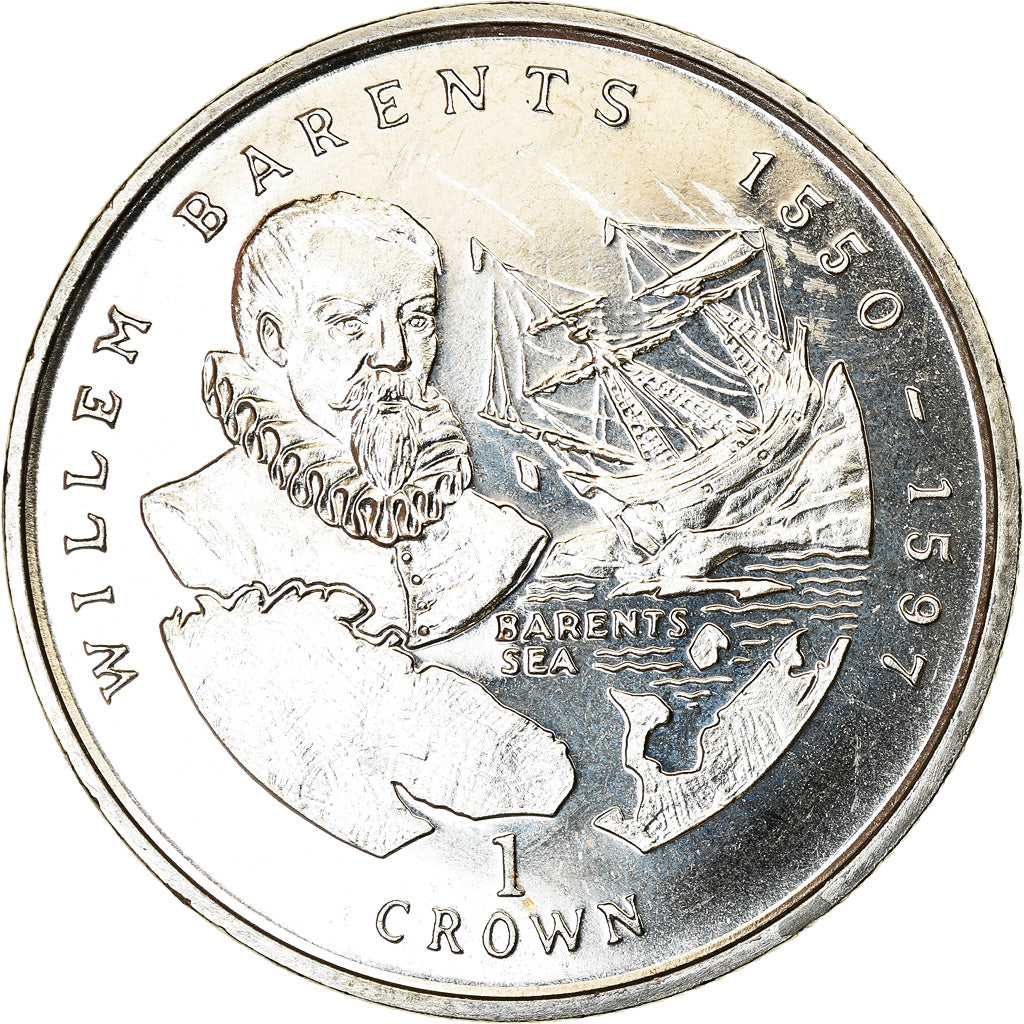 Coin, Isle of Man, Crown, 2000, Pobjoy Mint, Willem Barents, MS(63)
