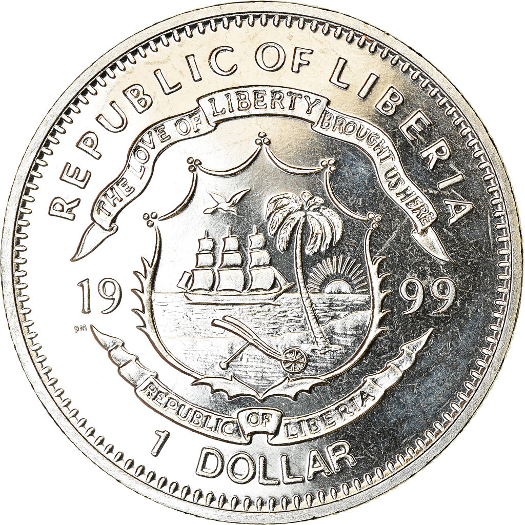 Coin, Liberia, Dollar, 1999, Capitaine James Cook, MS(63), Cupro-nickel