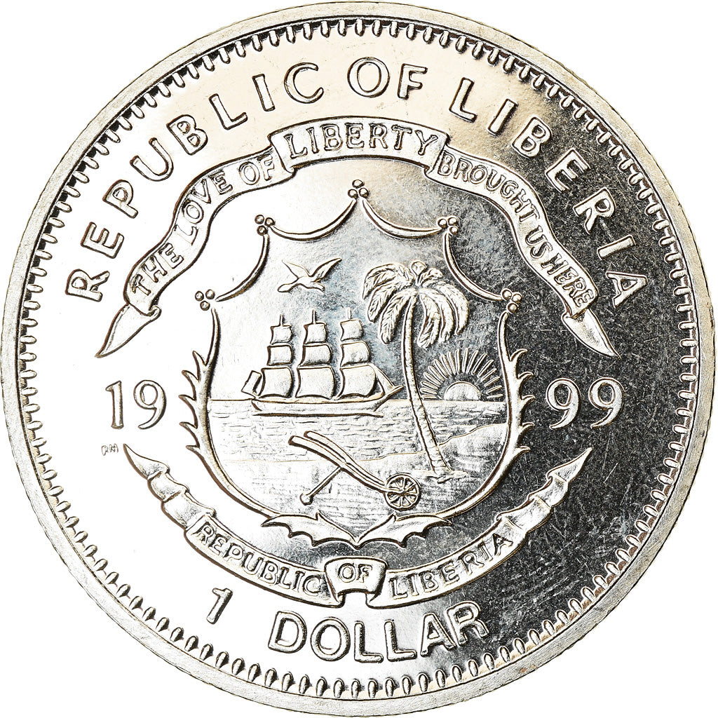 Coin, Liberia, Dollar, 1999, Dragons, MS(63), Cupro-nickel