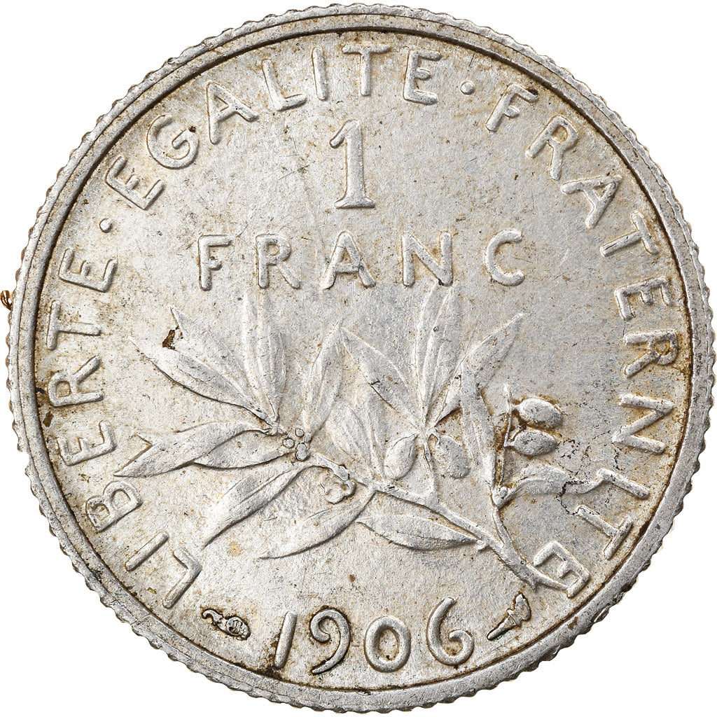 Coin, France, Semeuse, Franc, 1906, Paris, EF(40-45), Silver, KM:844.1