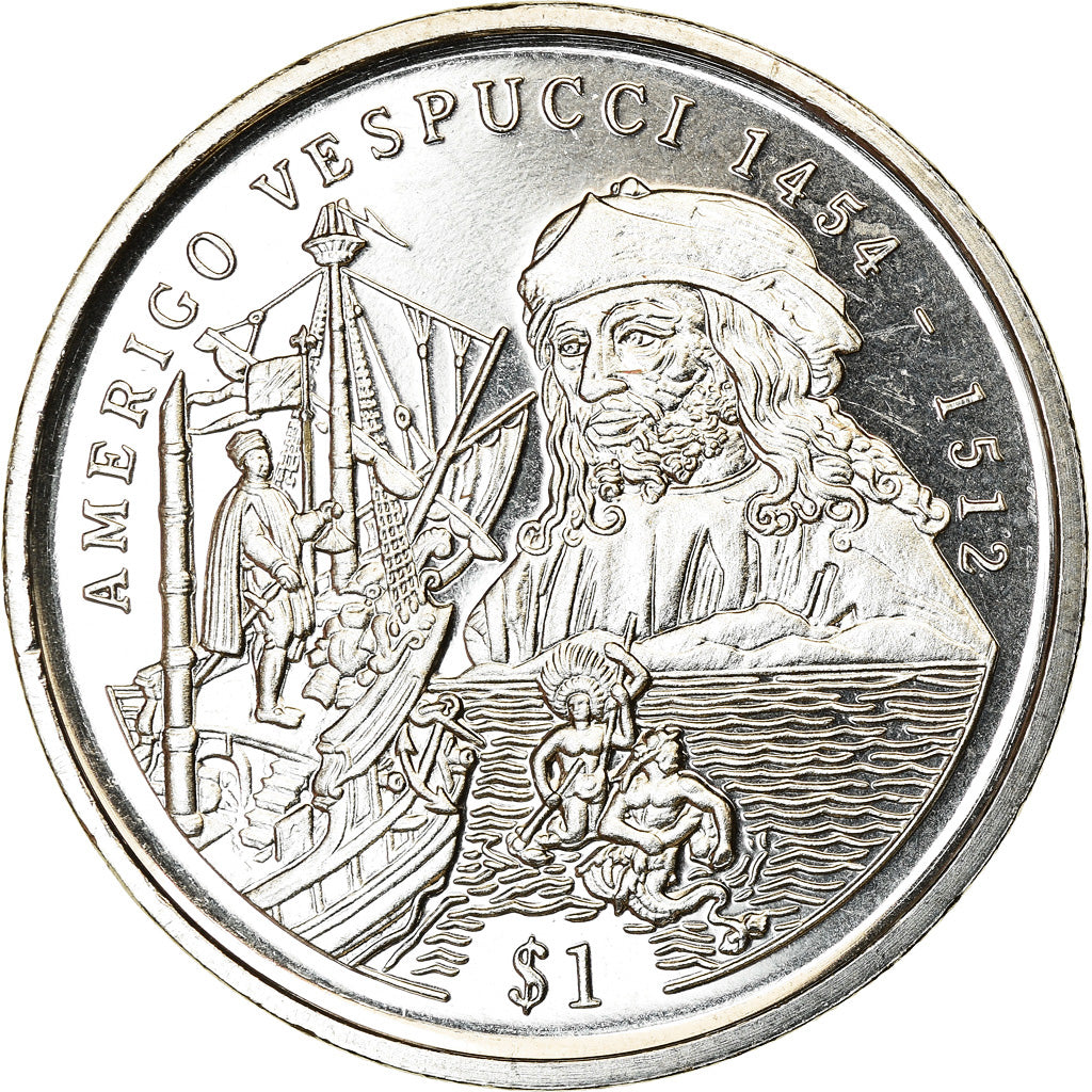 Coin, Sierra Leone, Dollar, 1999, British Royal Mint, Amerigo Vespucci, MS(63)