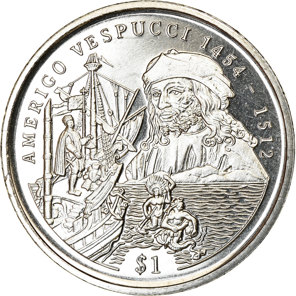 Coin, Sierra Leone, Dollar, 1999, British Royal Mint, Amerigo Vespucci, MS(63)