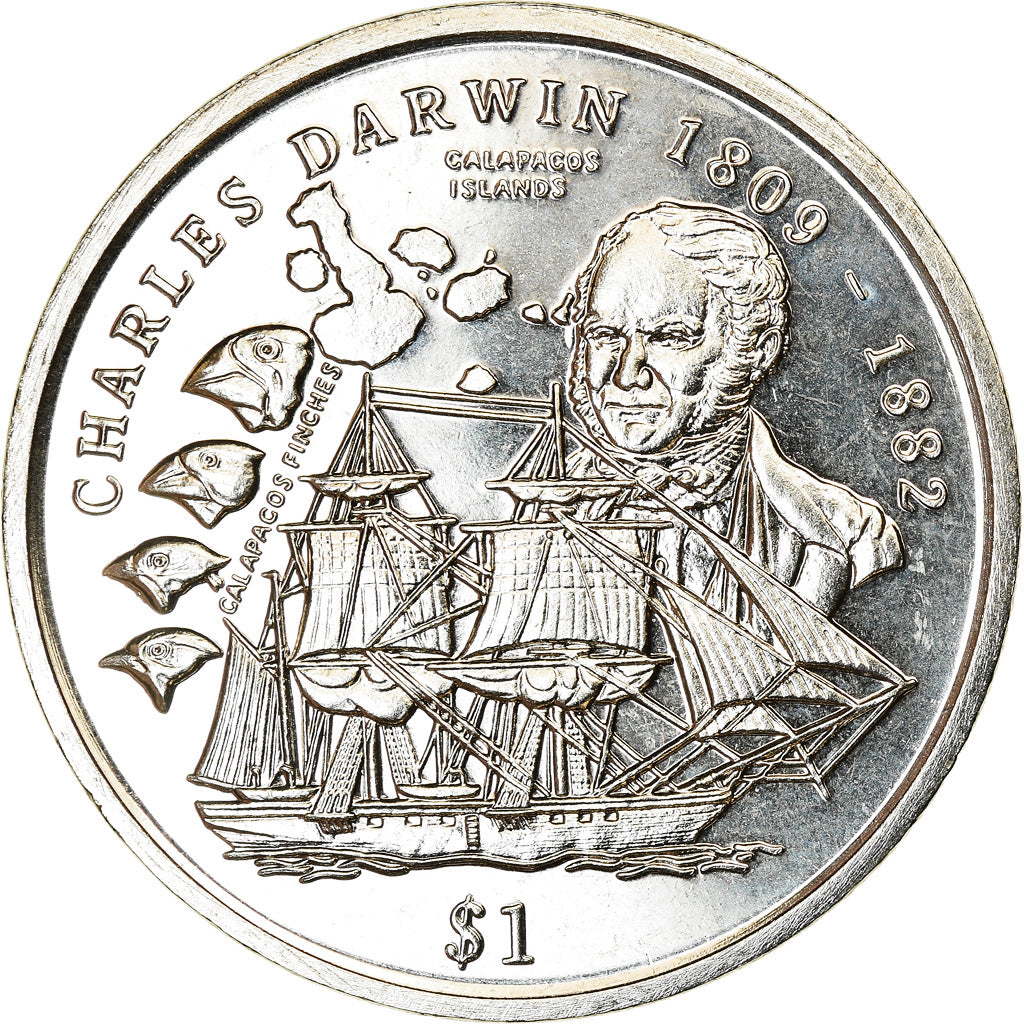 Coin, Sierra Leone, Dollar, 1999, British Royal Mint, Charles Darwin, MS(63)