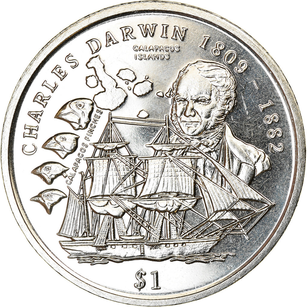 Coin, Sierra Leone, Dollar, 1999, British Royal Mint, Charles Darwin, MS(63)