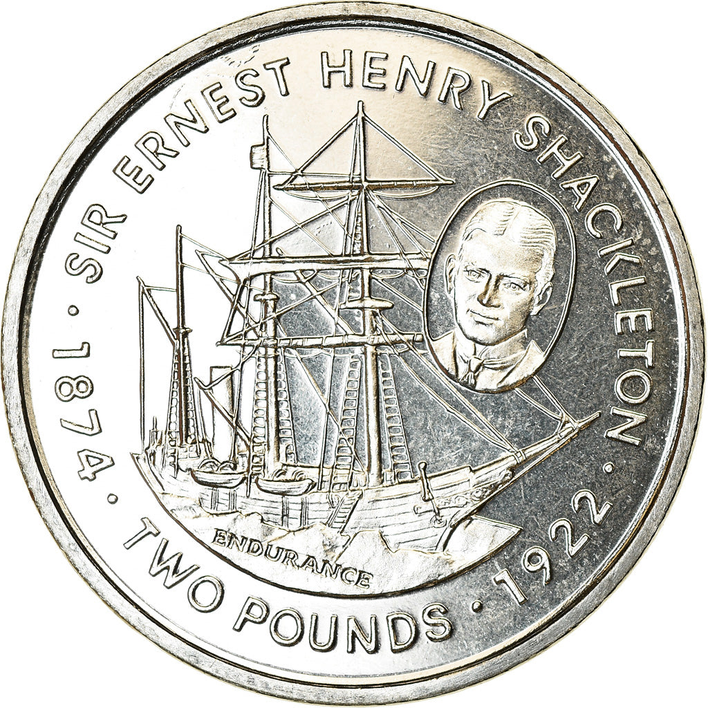 Coin, Falkland Islands, 2 Pounds, 1999, Sir Ernest Henry Shackleton, MS(63)
