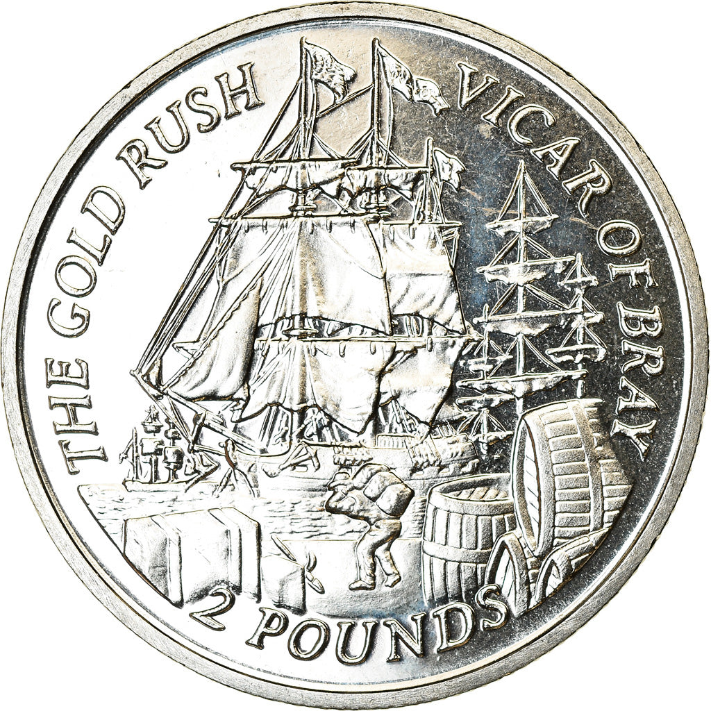 Coin, Falkland Islands, 2 Pounds, 2000, Ruée vers l'or - Vicar of Bray, MS(63)