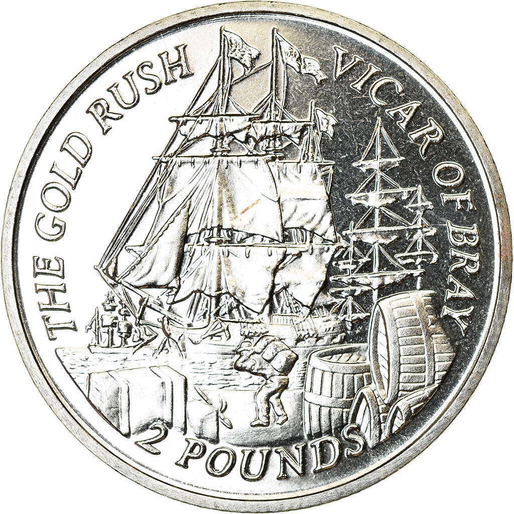 Coin, Falkland Islands, 2 Pounds, 2000, Ruée vers l'or - Vicar of Bray, MS(63)