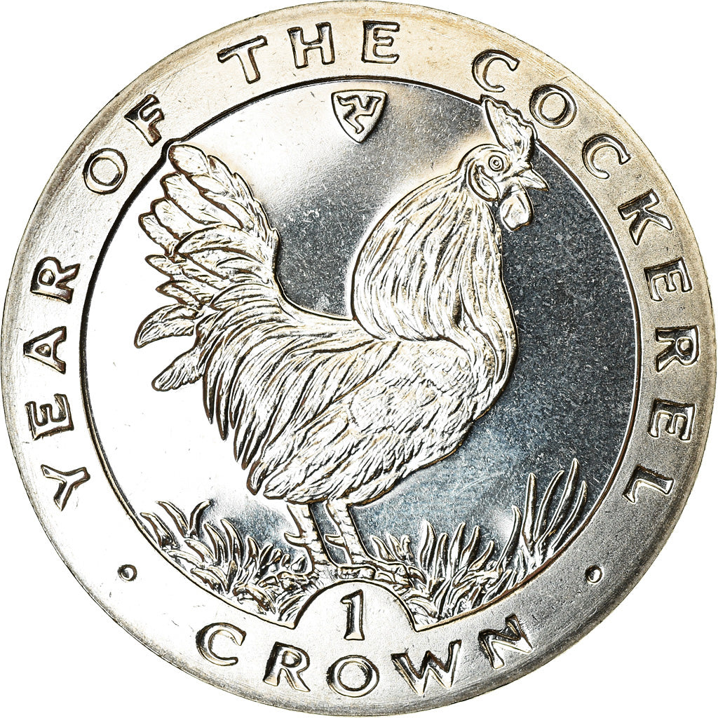 Monnaie, Isle of Man, Crown, 1993, Pobjoy Mint, Année du Coq, SPL, Cupro-nickel