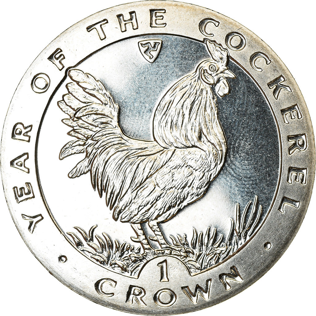 Monnaie, Isle of Man, Crown, 1993, Pobjoy Mint, Année du Coq, SPL, Cupro-nickel