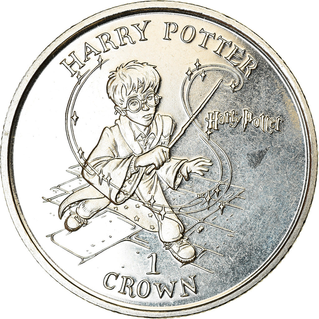 Coin, Isle of Man, Crown, 2001, Pobjoy Mint, Harry Potter - 4ème portrait