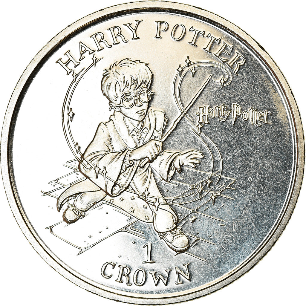 Coin, Isle of Man, Crown, 2001, Pobjoy Mint, Harry Potter - 4ème portrait