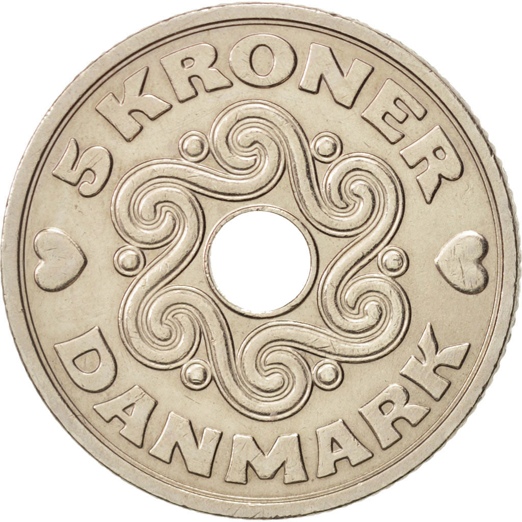Denmark, Margrethe II, 5 Kroner,1990,Copenhagen,AU(50-53),Copper-nickel,KM 869.1