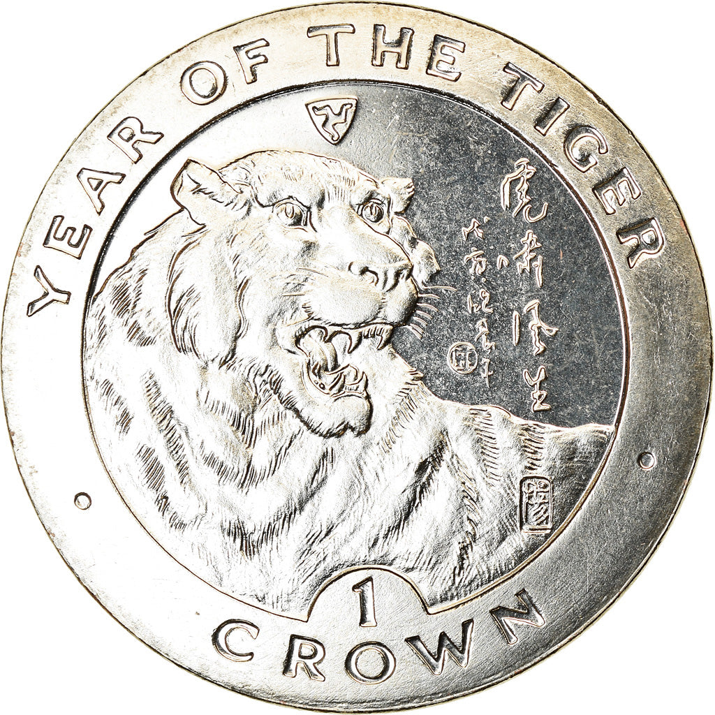 Coin, Isle of Man, Crown, 1998, Pobjoy Mint, Année du Tigre, MS(63)