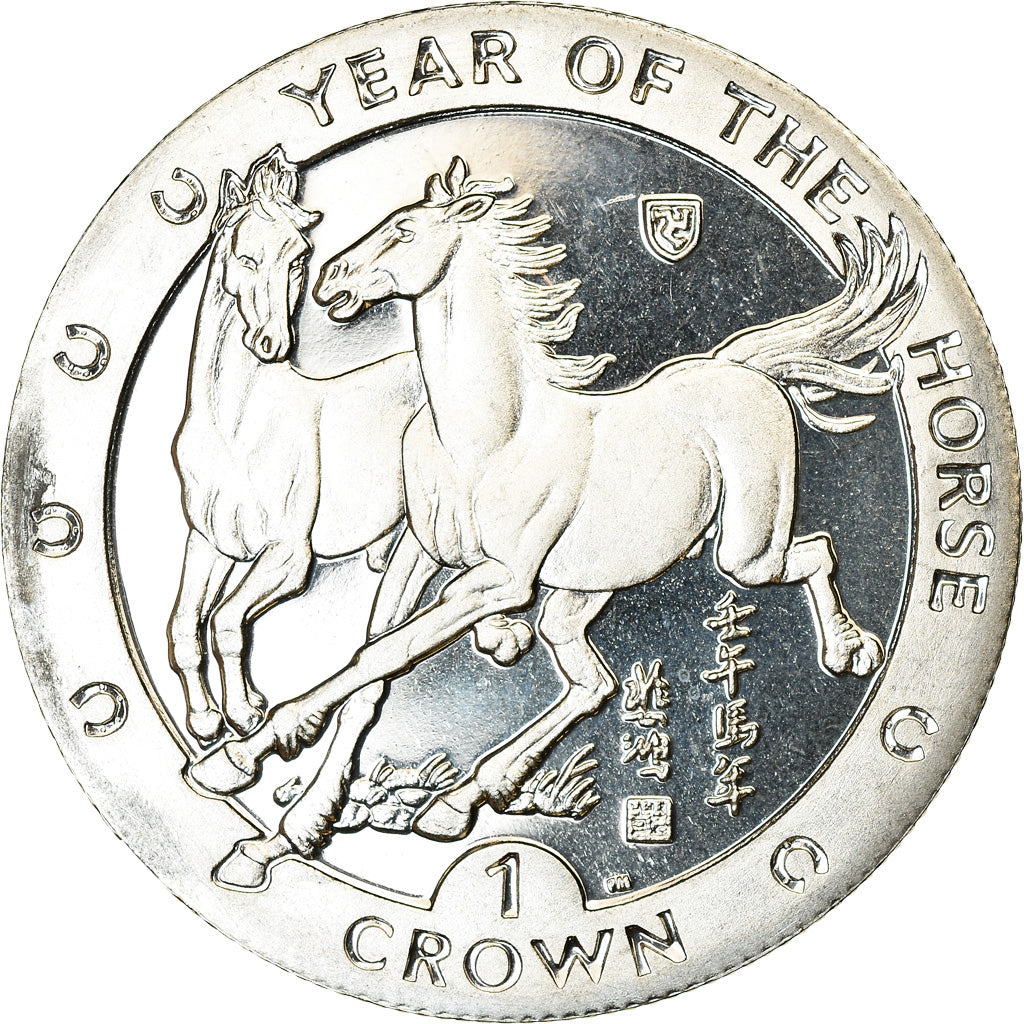 Coin, Isle of Man, Crown, 2002, Pobjoy Mint, Année du Cheval, MS(63)