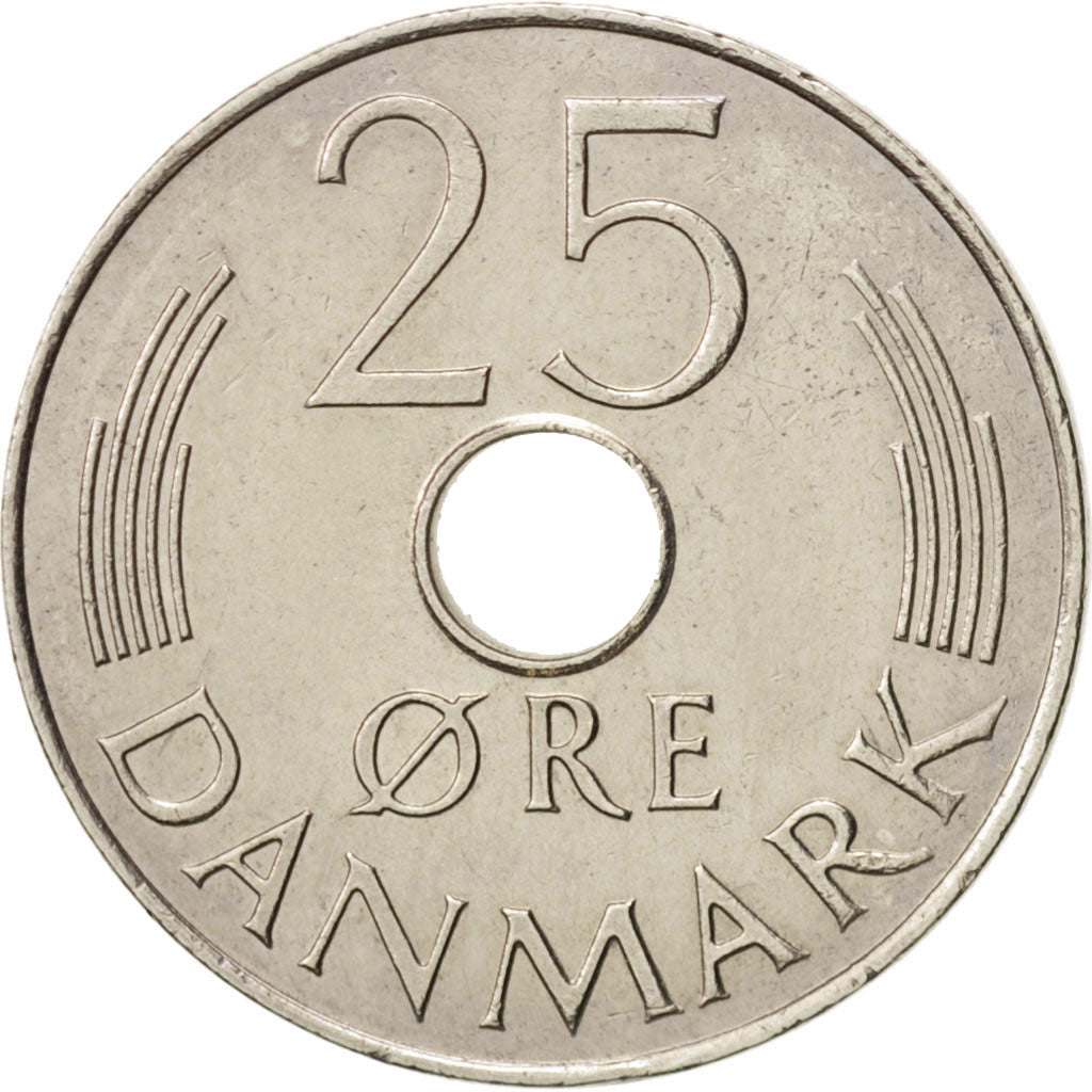 Danimarca, Margrethe II, 25 Öre, 1979, Copenhagen, BB+, Rame-nichel, KM:861.2
