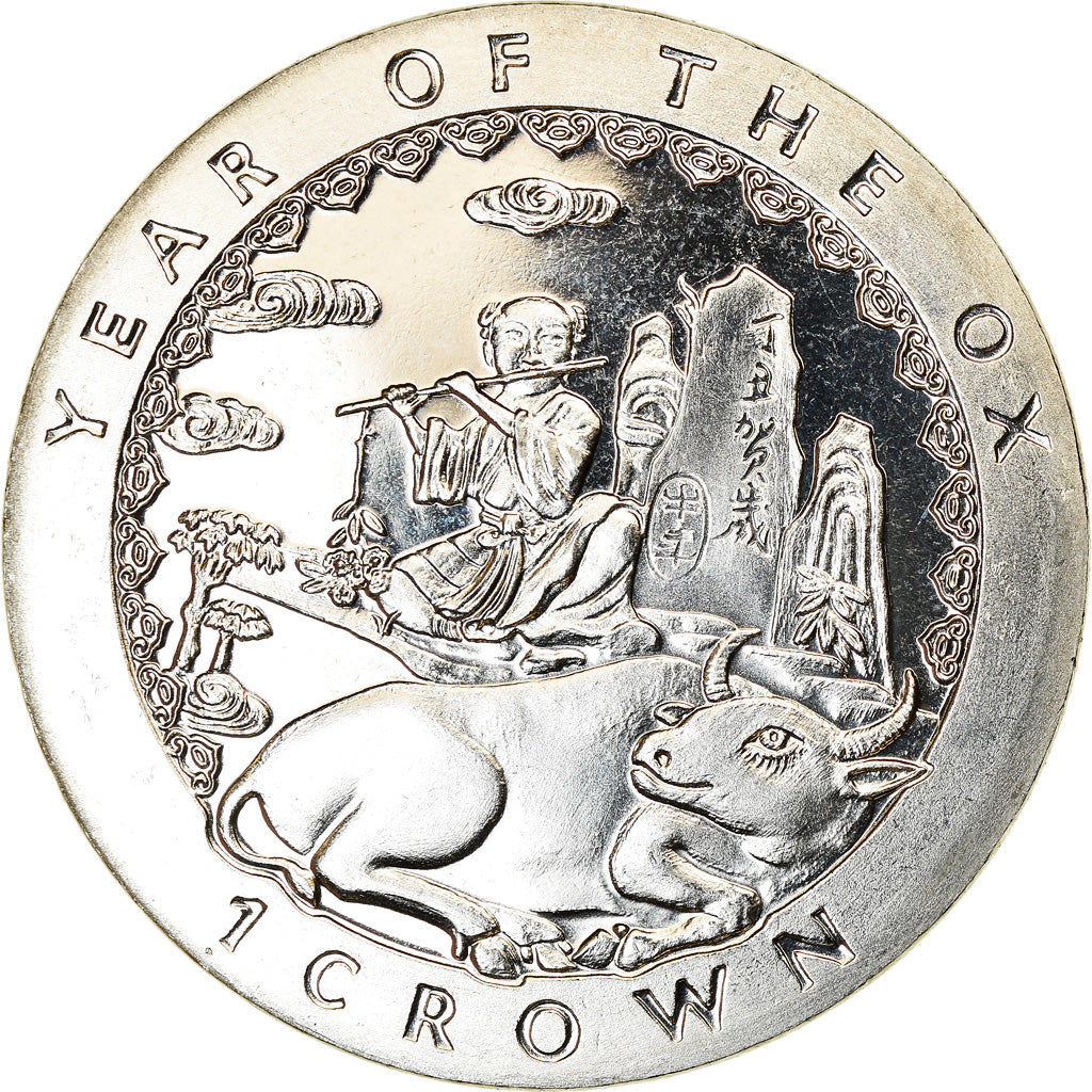 Coin, Isle of Man, Crown, 1997, Pobjoy Mint, Année du Buffle, MS(63)
