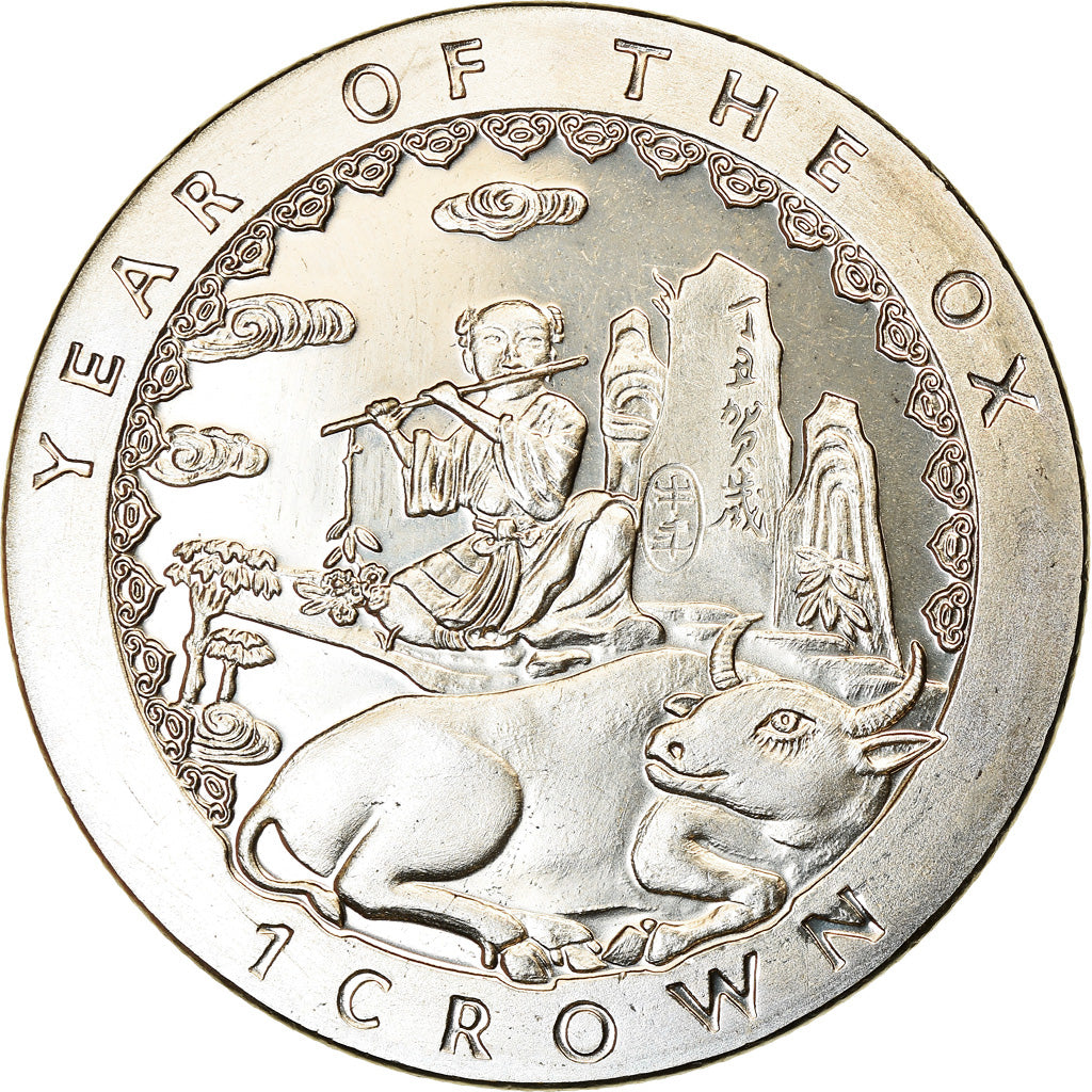 Coin, Isle of Man, Crown, 1997, Pobjoy Mint, Année du Buffle, MS(63)