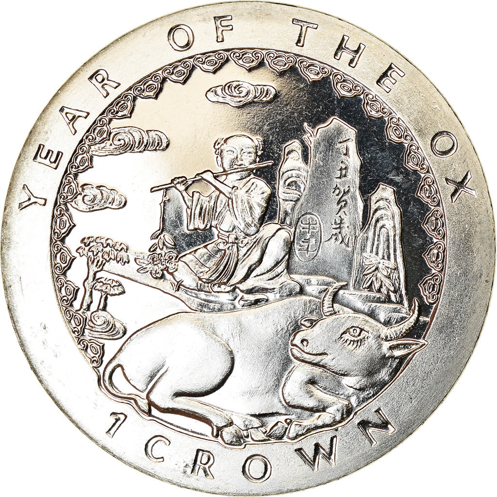 Coin, Isle of Man, Crown, 1997, Pobjoy Mint, Année du Buffle, MS(63)