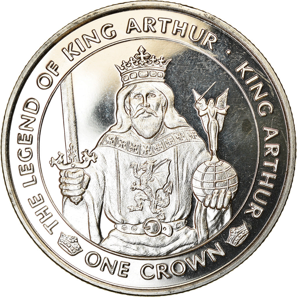 Coin, Isle of Man, Crown, 1996, Pobjoy Mint, La légende d'Arthur - Le roi