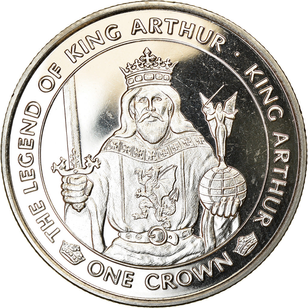 Moneta, Isola di Man, Crown, 1996, Pobjoy Mint, La légende d'Arthur - Le roi