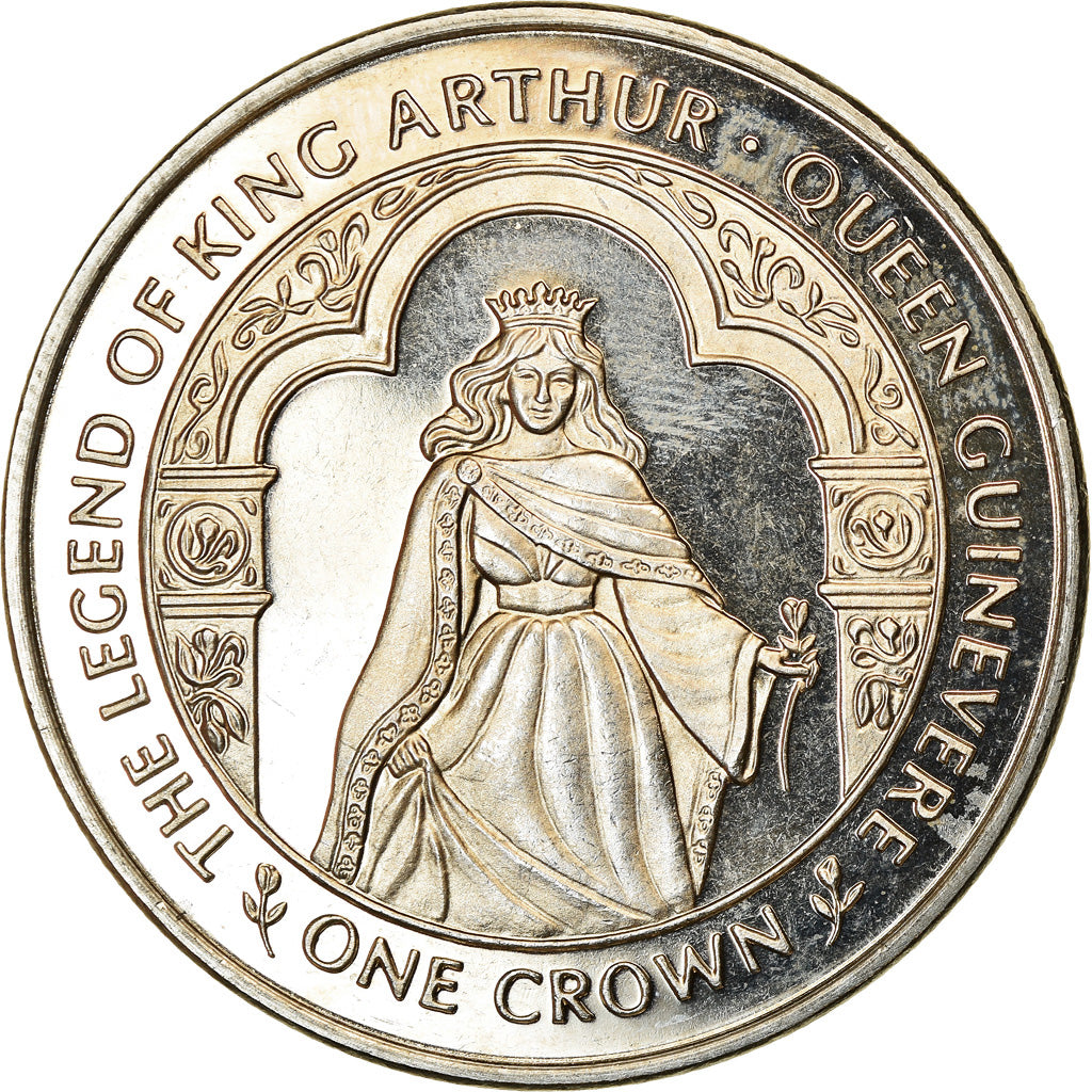 Coin, Isle of Man, Crown, 1996, Pobjoy Mint, La légende d'Arthur - La Reine