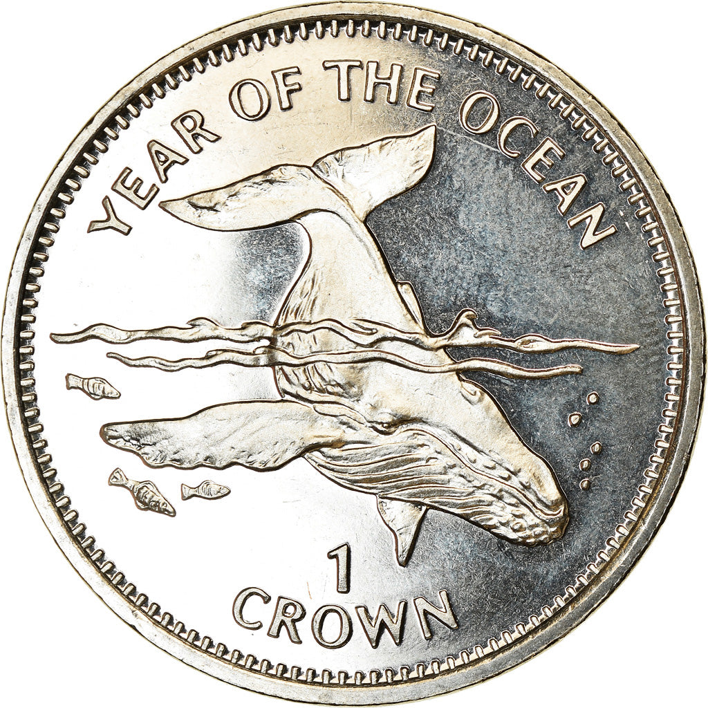 Moneta, Isola di Man, Crown, 1998, Pobjoy Mint, Année de l'océan - Baleine