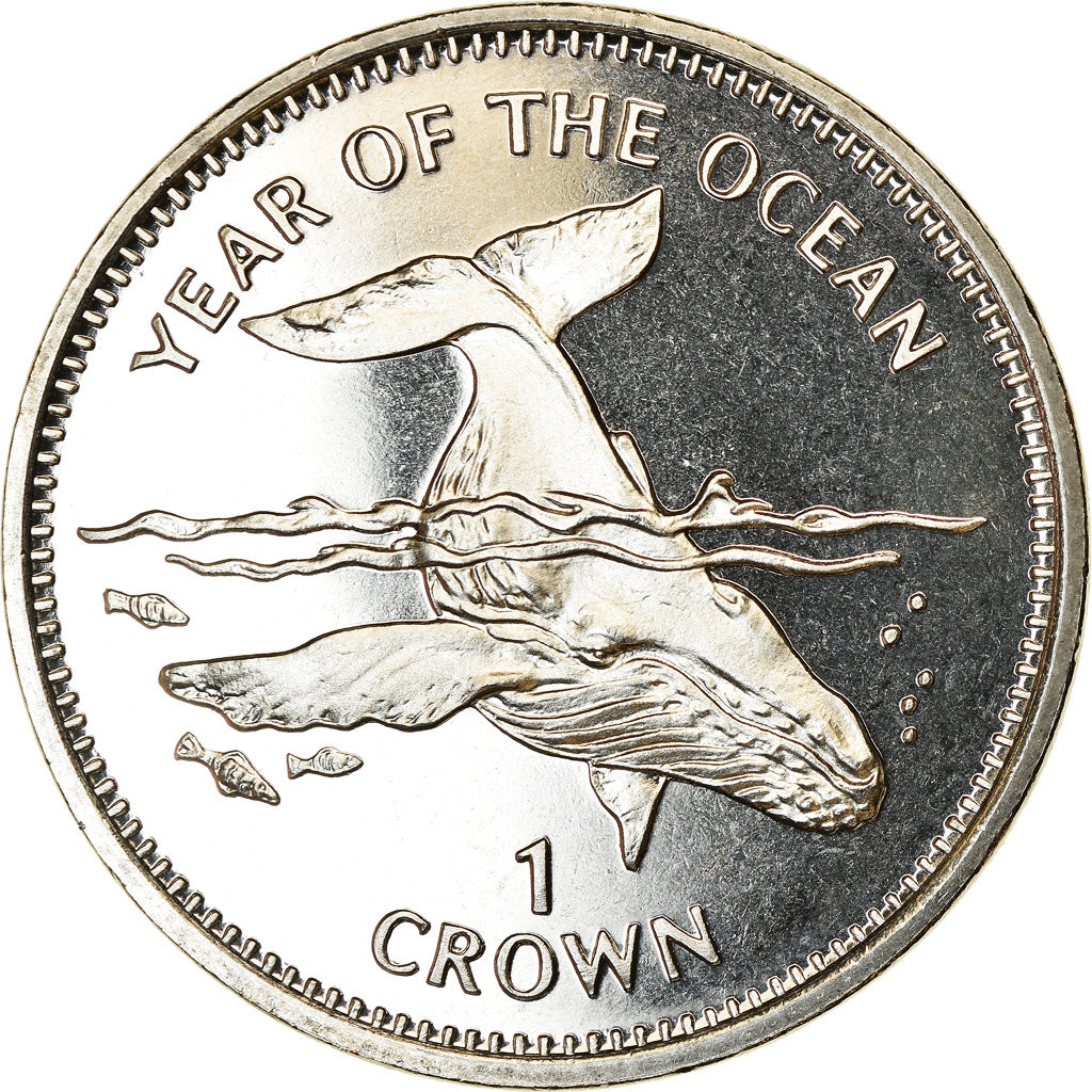 Monnaie, Isle of Man, Crown, 1998, Pobjoy Mint, Année de l'océan - Baleine