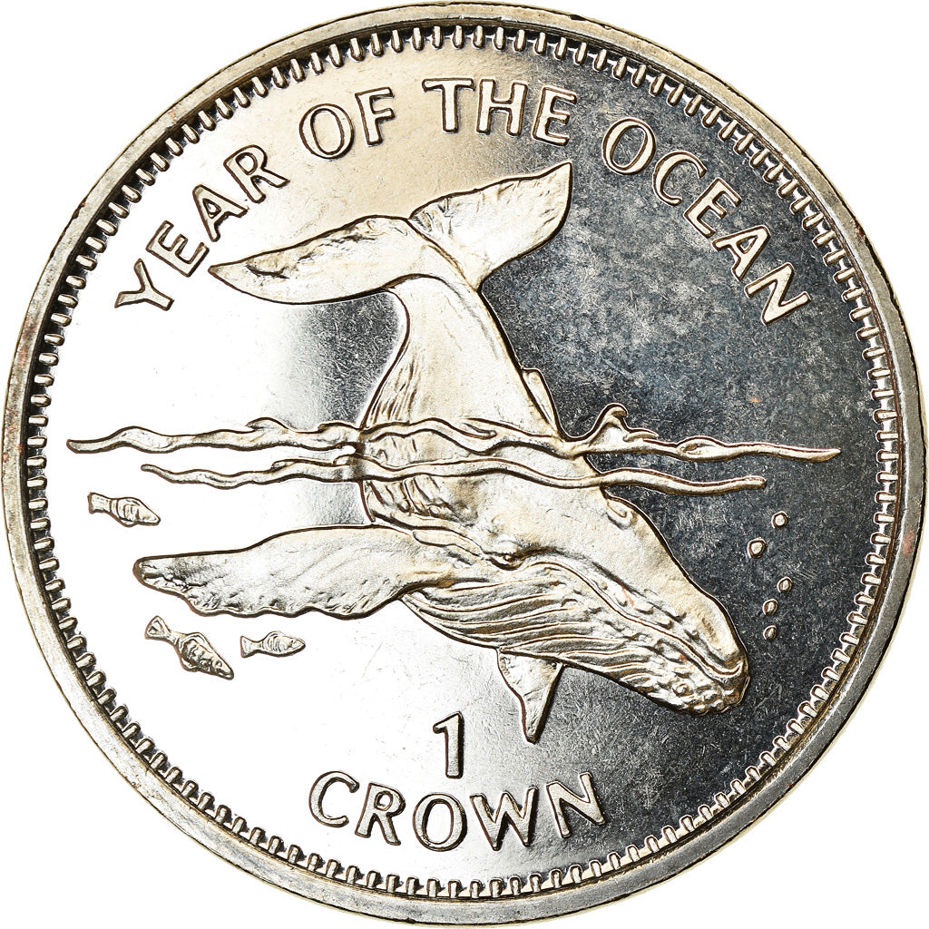 Monnaie, Isle of Man, Crown, 1998, Pobjoy Mint, Année de l'océan - Baleine