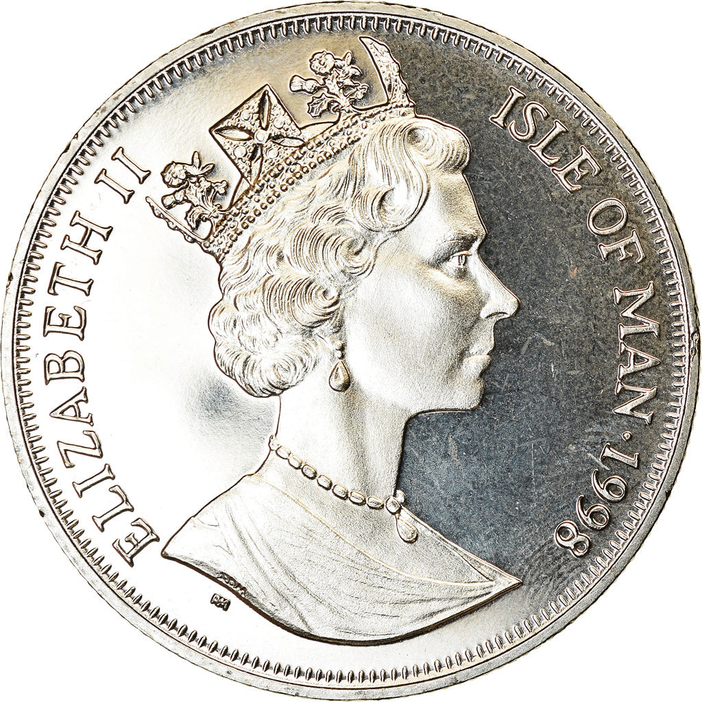 Coin, Isle of Man, Crown, 1998, Pobjoy Mint, Année de l'océan - Pingouins et