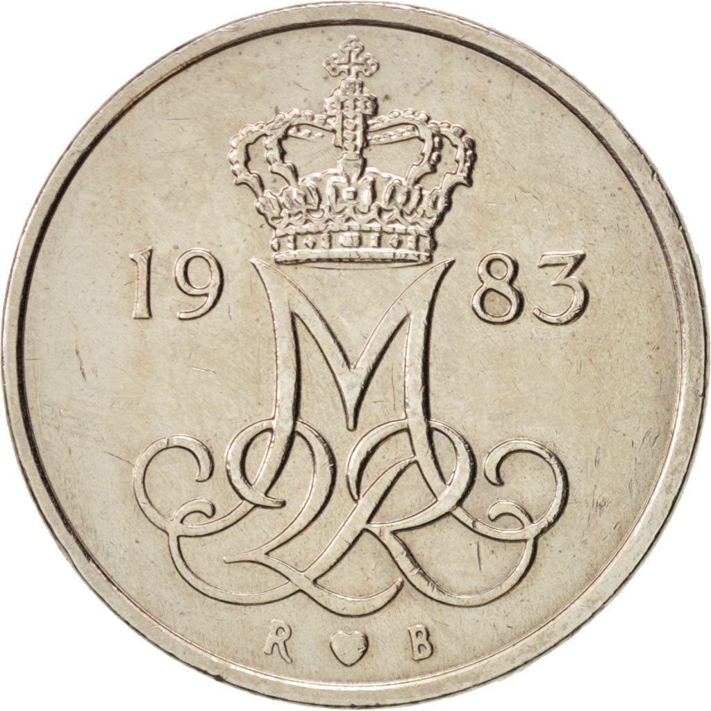 Denmark, Margrethe II, 10 Öre, 1983, Copenhagen,AU(50-53),Copper-nickel,KM 860.3
