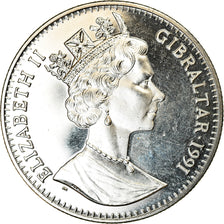 Coin, Gibraltar, Crown, 1991, Lady Diana, MS(63), Cupro-nickel