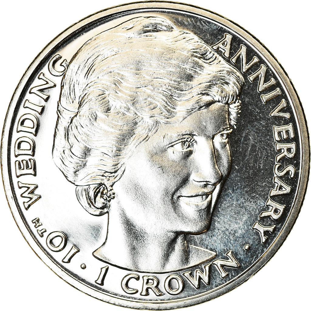 Coin, Gibraltar, Crown, 1991, Lady Diana, MS(63), Cupro-nickel