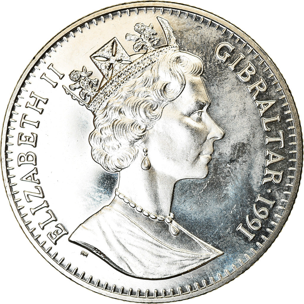 Coin, Gibraltar, Crown, 1991, Lady Diana, MS(63), Cupro-nickel