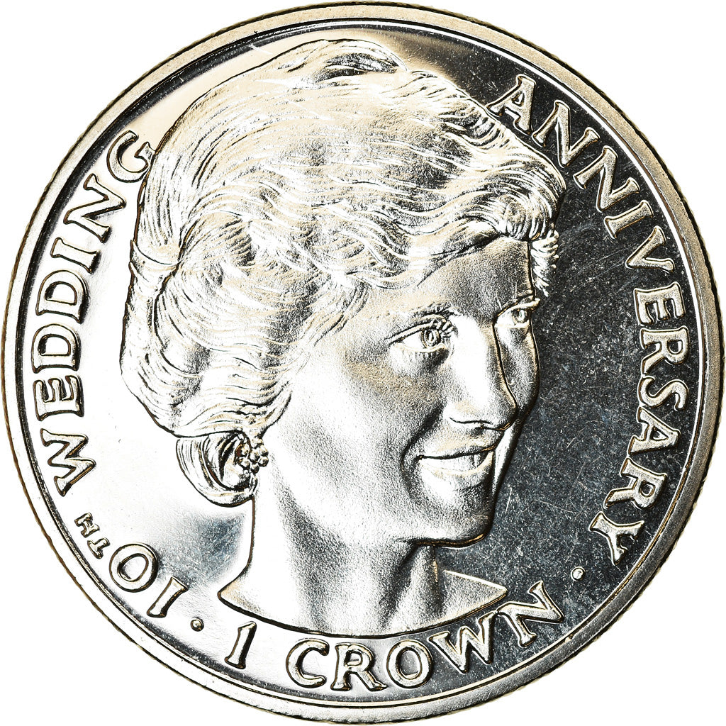 Coin, Gibraltar, Crown, 1991, Lady Diana, MS(63), Cupro-nickel