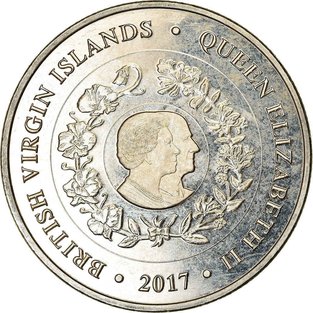 Coin, BRITISH VIRGIN ISLANDS, Dollar, 2017, Franklin Mint, Reine Elizabeth -