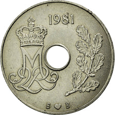 Moneta, Danimarca, Margrethe II, 25 Öre, 1981, Copenhagen, BB+, Rame-nichel