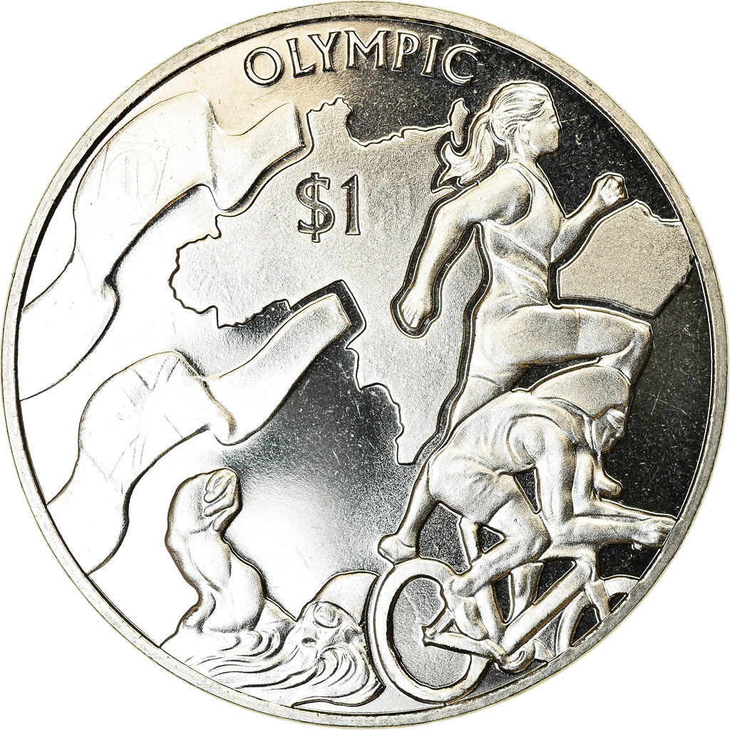 Coin, BRITISH VIRGIN ISLANDS, Dollar, 2016, Franklin Mint, Triathlon, MS(63)