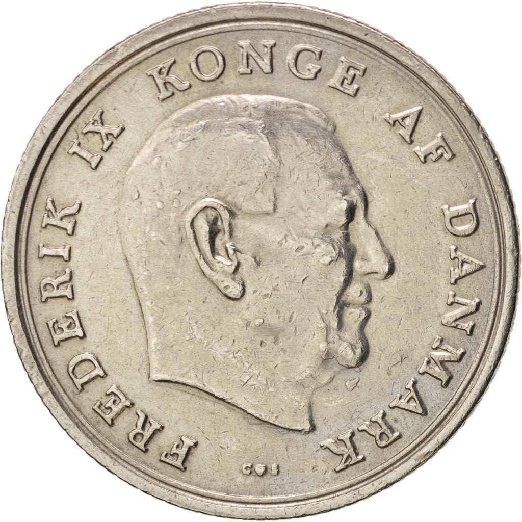 Moneta, Danimarca, Frederik IX, Krone, 1965, Copenhagen, BB+, Rame-nichel