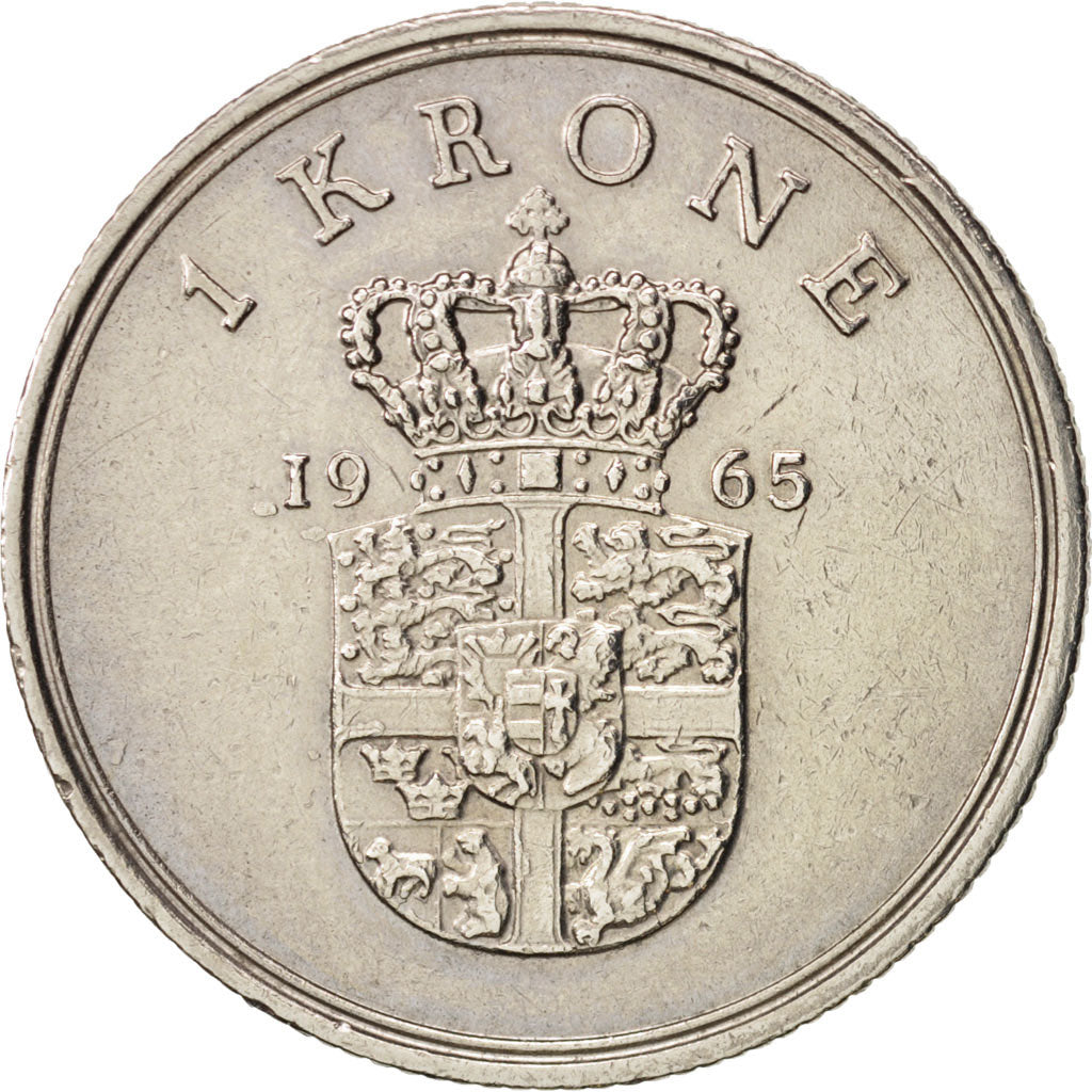 Moneta, Danimarca, Frederik IX, Krone, 1965, Copenhagen, BB+, Rame-nichel