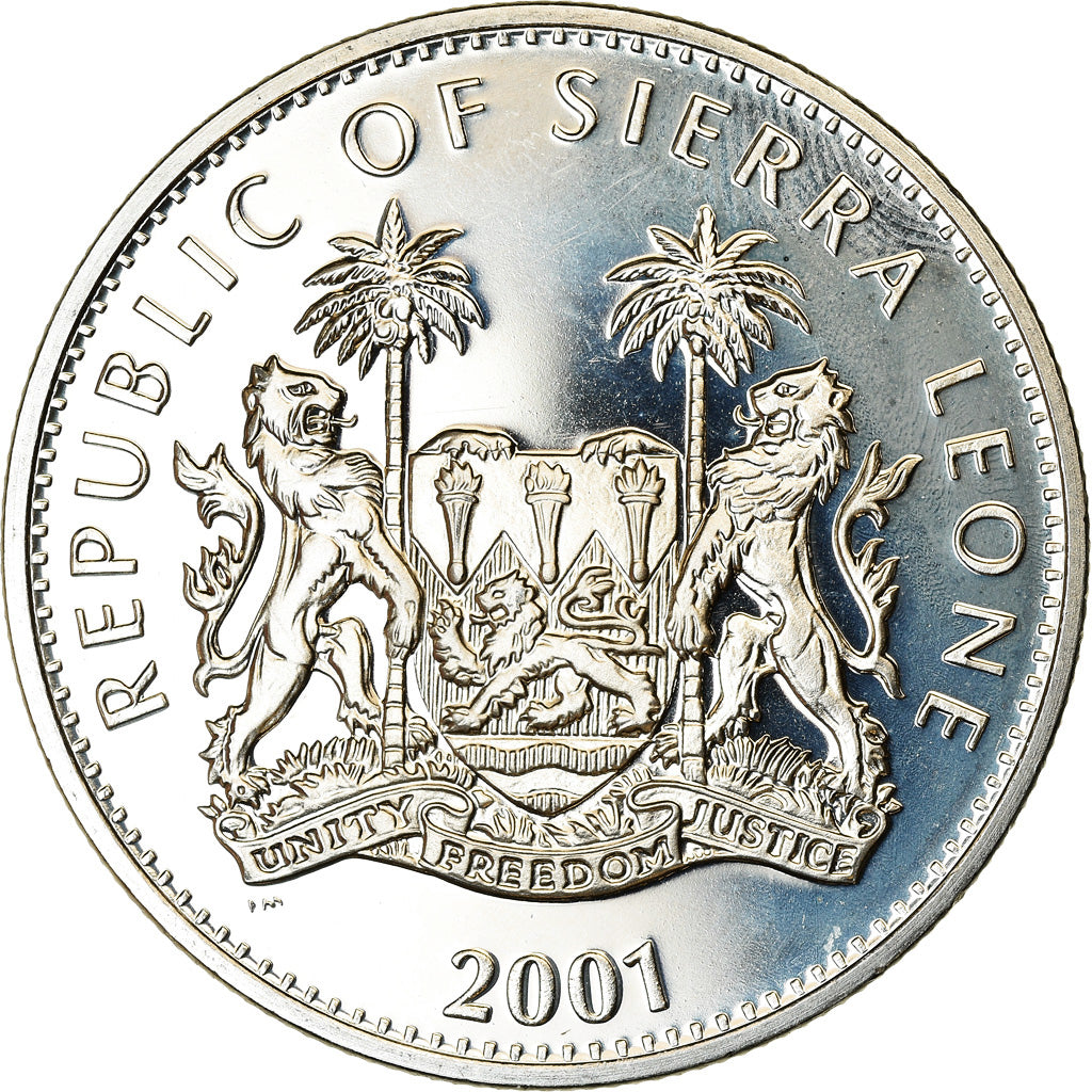 Moeda, Serra Leoa, Dollar, 2001, British Royal Mint, Année du Serpent, MS(63)