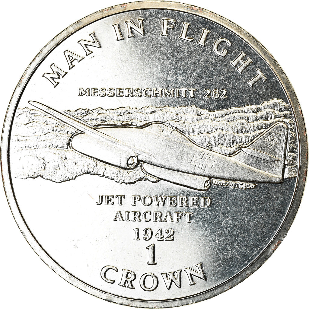 Coin, Isle of Man, Crown, 1995, Pobjoy Mint, Messerschmitt 262, MS(63)