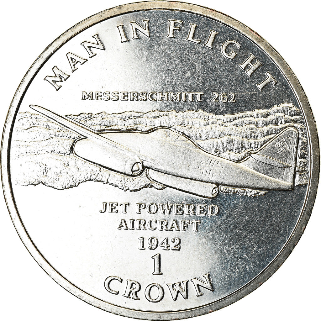 Coin, Isle of Man, Crown, 1995, Pobjoy Mint, Messerschmitt 262, MS(63)
