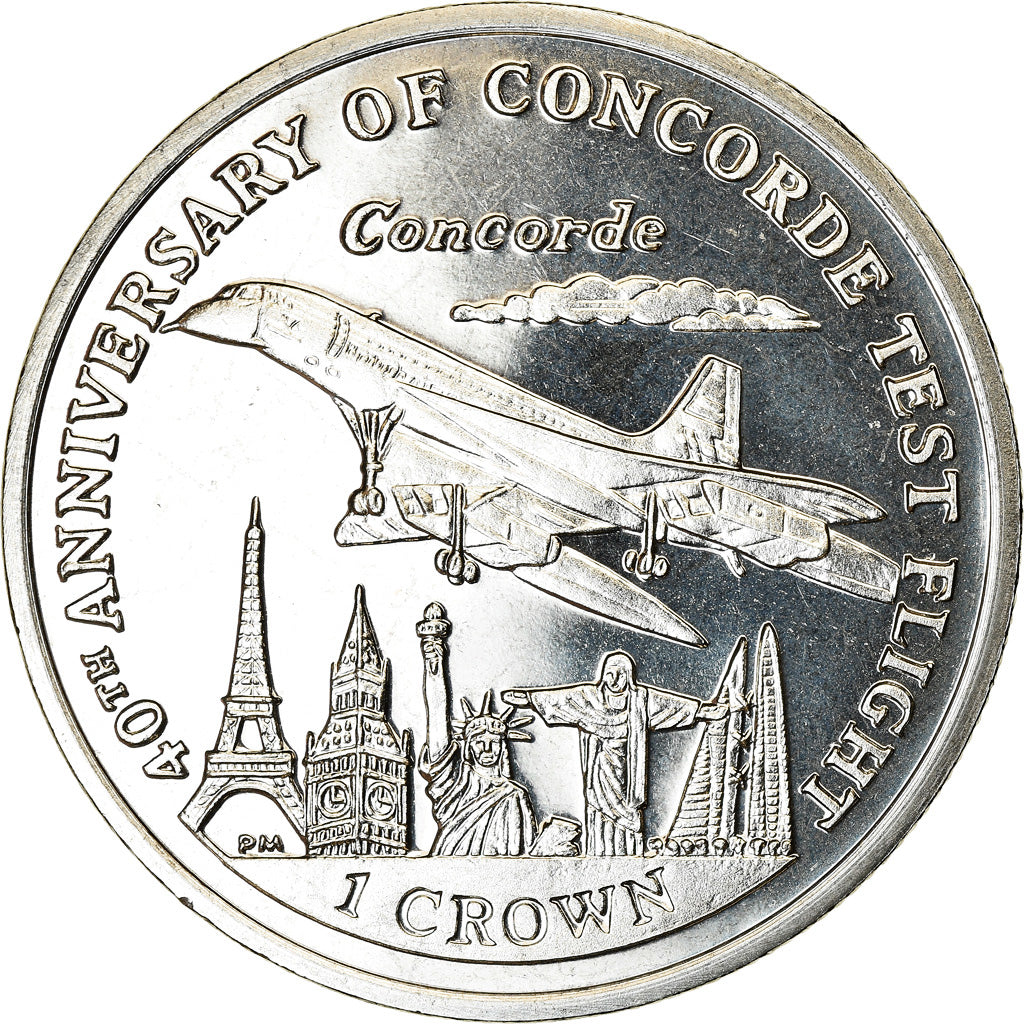 Coin, Isle of Man, Crown, 2009, Pobjoy Mint, Vol d'essai du Concorde, MS(63)