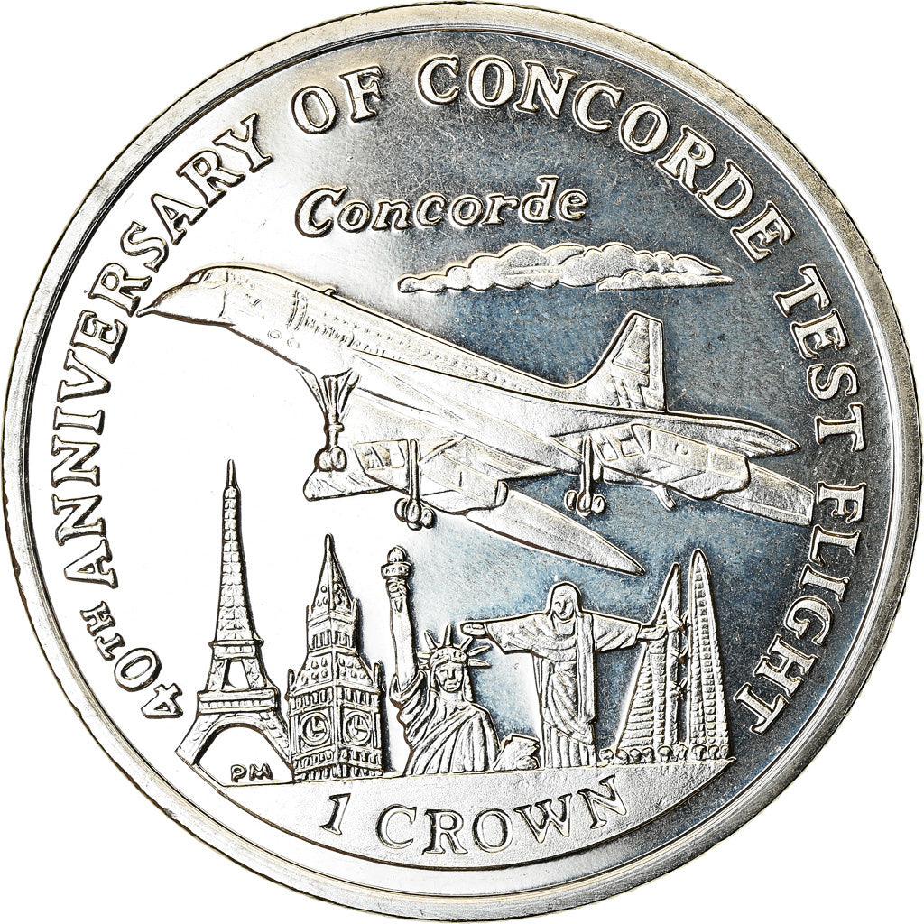 Coin, Isle of Man, Crown, 2009, Pobjoy Mint, Vol d'essai du Concorde, MS(63)