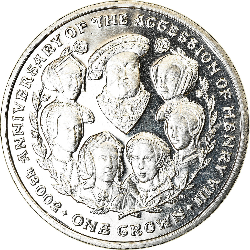 Coin, Isle of Man, Crown, 2009, Pobjoy Mint, Henri VIII, MS(63), Cupro-nickel