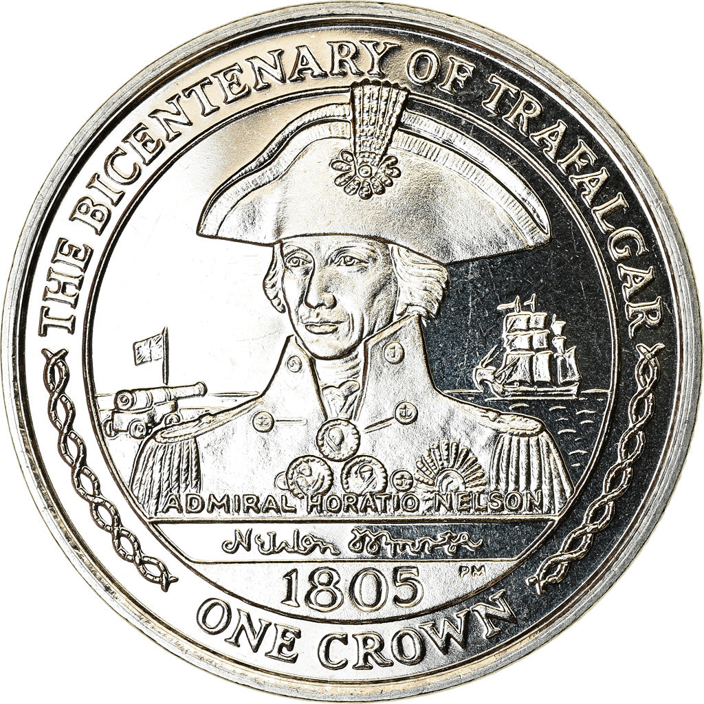 Coin, Isle of Man, Crown, 2005, Pobjoy Mint, Trafalgar - Horatio Nelson, MS(63)