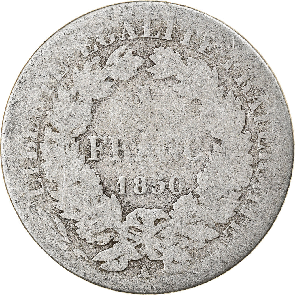 Coin, France, Cérès, Franc, 1850, Paris, VG(8-10), Silver, KM:759.1