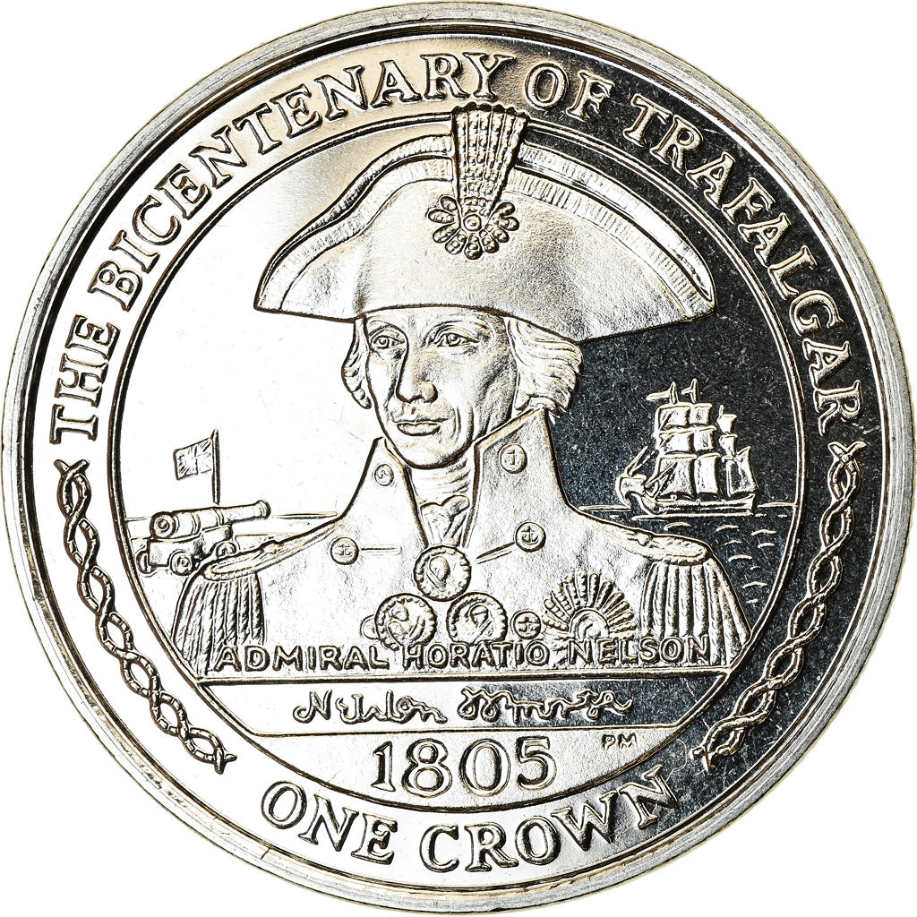 Coin, Isle of Man, Crown, 2005, Pobjoy Mint, Trafalgar - Horatio Nelson, MS(63)