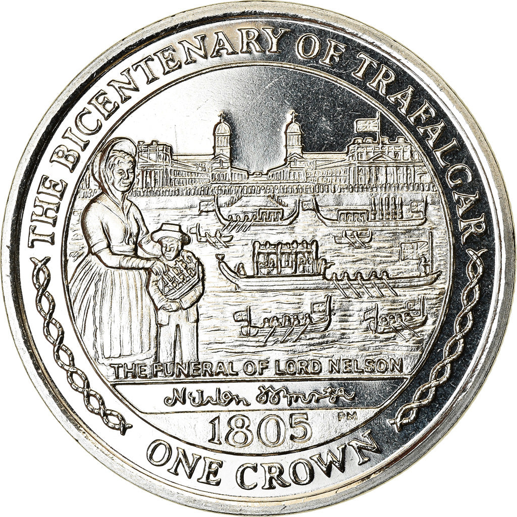 Coin, Isle of Man, Crown, 2005, Pobjoy Mint, Trafalgar - Horatio Nelson -